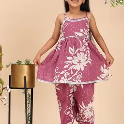 Cutiekins Girls Floral Printed Gotta Patti Anarkali Kurta With Dhoti Pants-picture-53