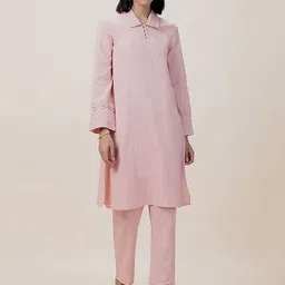 BARARA ETHNIC Women Regular Linen Kurta with Trousers-image-33