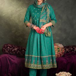 Indo Era Women Ethnic Motifs Embroidered Panelled Mirror Work Pure Cotton Kurta-image-83