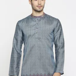 Arch element Self Design Mandarin Collar Straight Kurta-image-70