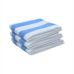 AAZEEM Blue & White 3 Pcs Striped Terry Cotton 150 GSM Bath Towel-image-18
