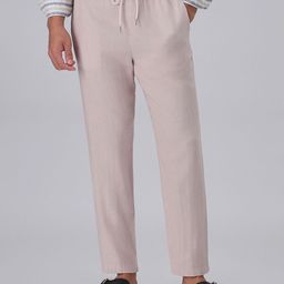 Banana Club Men Pink Beige Drawstring Linen Pant-image-70