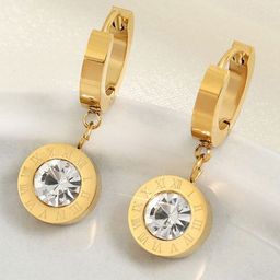 MYKI Gorgeous Gold-Plated Artificial Stone Studded Stainless Steel Hoops Earrings-12