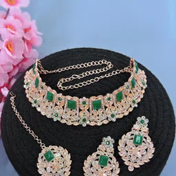 VATSALYA creation Rose Gold-Plated Artificial Stone Studded Jewellery Set-image-99