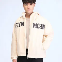 Flying Machine Men Hooded Typography Printed Casual Bomber Jacket-55