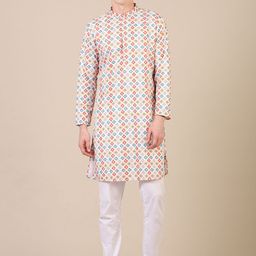 Stuffie Land Geometric Printed Pure Cotton Kurta with Pyjama-image-96