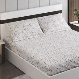 Home Centre Slaye Polka Off White Printed Cotton 150 TC Queen Bedsheet Set 2.54 x 2.28 m-image-56