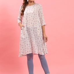Shree Floral Printed Round Neck A-Line Kurta-image-38