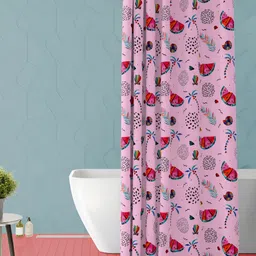 ArtzFolio Pink & Red Abstract Printed Waterproof Shower Curtain-image-38