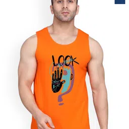 SLOWLORIS Pack Of 2 Printed Round Neck Bio-Wash Cotton Gym Vests-picture-28