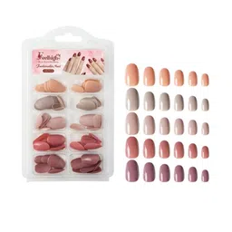 FEELHIGH 120- Pcs Press On Nail Tips Medium Round Artificial Nail Extensions-image-58