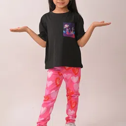 Anthrilo Girls Summer Planet Printed Round Neck T-Shirt With Leggings-image-18