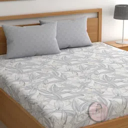 CHHAVI INDIA Grey & Pink Printed 210 TC Microfiber King Bedsheet Set 2.75 m x 2.75 m-image-78