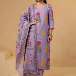 GoSriKi Women Floral Printed Kurta with Trouser & Dupatta-picture-42
