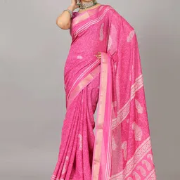 VIRENDRA TEXTILES Paisley Zari Pure Cotton Saree-image-20