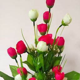 ZONEZER Pink 1 Pieces Tulip Artificial Flower With Pot-23