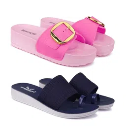 BERSACHE Women Set Of 2 Open Toe Flats & Sliders-image-65