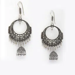 Anouk Set Of 2 German Silver Plated Oxidised Dome Shaped Jhumkas image 4