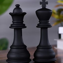 Artarium LLP Black 2 Pieces Chess King & Queen Statue Sculpture Curio Showpieces-image-10