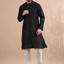FILORI Men Geometric Flared Sleeves Jacquard Kurta-picture-21
