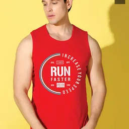 WOOSTRO Pack Of 2 Printed Super Combed Cotton Gym Vests VWS26(RUN RED)(ALONE OLIVE)-image-82