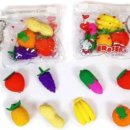 Fancy Miniature Replica Fruit Erasers Set of 8 Non-Toxic Eraser-7