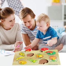 Wooden Fruits matching toy kids With Pictures Jigsaw puzzle 3D Learning Board-image-10
