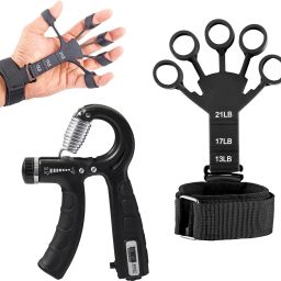 Combo of Counter Hand Gripper with Finger Exerciser for Gym Equipment Fitness Accessory Kit Kit-image-56