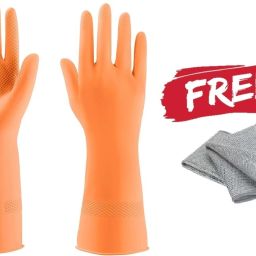 Kitchen Glove for Working Cleaning Painting Gardening with Dishwashing rag(Free) RubberSafety Gloves-image-23