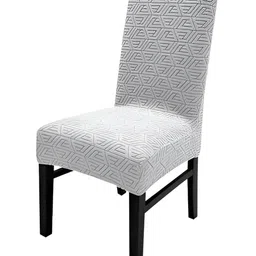 HOUSE OF QUIRK Grey Textured Jacquard Stretchable Chair Cover image 1