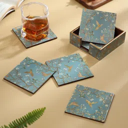 DULI Blue & Silver 6 Pieces Printed Enamel Coasters-image-7