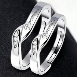 MYKI Set Of 2 Silver-Plated CZ Studded Adjustable Couple Rings-image-13