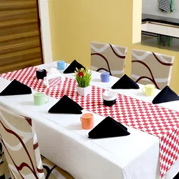 SWITCHON Red & White Checked Cotton Table Runner-31