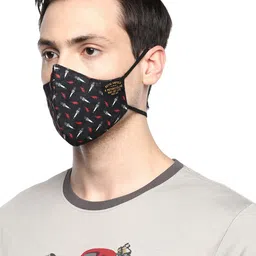 Royal Enfield Unisex Charcoal Black & White Printed Cotton Reusable Barricade Cloth Mask-image-99