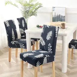 HOUSE OF QUIRK Set Of 6 Blue Printed Removable Chair Covers-image-42