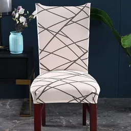 HOUSE OF QUIRK Off White & Grey Printed Chair Cover-image-88