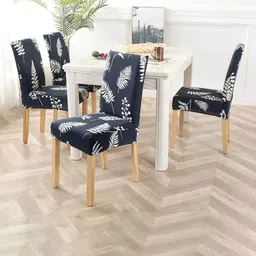 HOUSE OF QUIRK Navy Blue & White Printed Chair Covers-image-85