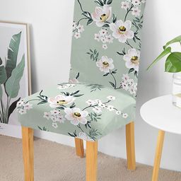 HOUSE OF QUIRK Green & White Floral Printed Chair Cover-image-82