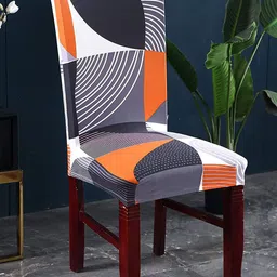 HOUSE OF QUIRK Grey Printed Super Stretchable Removable Chair Cover-image-96