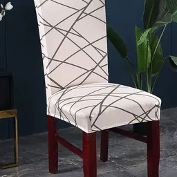 HOUSE OF QUIRK Beige Printed Removable Washable Chair Cover-image-50