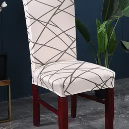 HOUSE OF QUIRK Set Of 4 Beige Printed Chair Cover-image-94