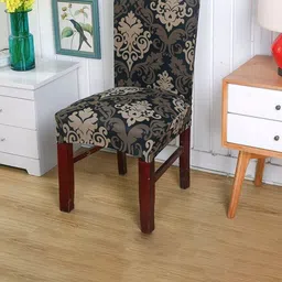 HOUSE OF QUIRK Black & Brown Printed Removable Chair Cover-image-58