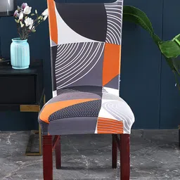 HOUSE OF QUIRK White & Grey Geometric Printed Chair Cover-image-19