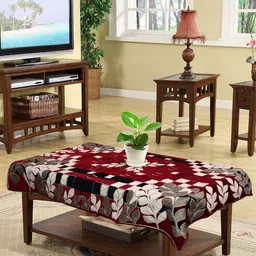 Kuber Industries Maroon & White Printed 4-Seater Rectangular Table Cover-1