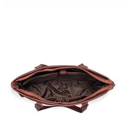 ZOUK Beige Geometric Printed Jute & Leather Structured Sustainable Laptop Shoulder Bag image 3