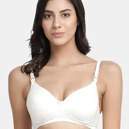 Inner Sense White Solid Organic Cotton Antimicrobial Sustainable Padded Non-Wired Feeding Bra IMB009D-10