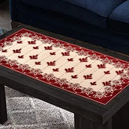 Kuber Industries Maroon & Beige Floral Printed Table Runner-2