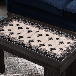 Kuber Industries Black & Beige Floral Printed Rectangular Table Runner-23