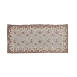 Kuber Industries Cream Floral Print Rectangular Cotton Table Runner image 2