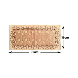 Kuber Industries Cream Floral Print Rectangular Cotton Table Runner image 3